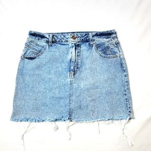 Wild Fable Women Size 14 Raw Fringe Hem 4 Pockets Denim Blue Jean Mini Skirt